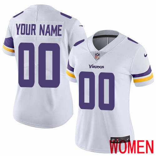 Best Limited White Nike NFL Road Women Jersey Customized Minnesota Vikings Vapor Untouchable->customized nfl jersey->Custom Jersey